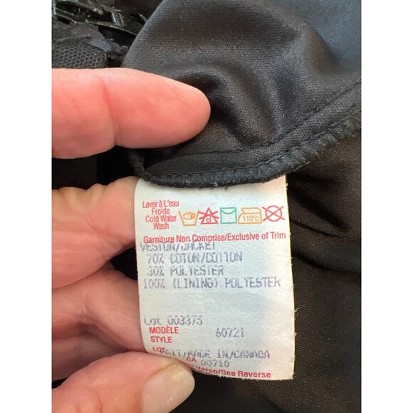 Vintage Joseph Ribkoff size 10 black lace and rhinestone zip jacket Union made - Picture 4 of 6